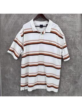 Kani Gold Polo Shirt Mens 4XL White Striped Short Sleeve Big & Tall Casual Y2K
